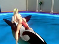Hot blonde swimmer riding a zoofillia dolphin's cock